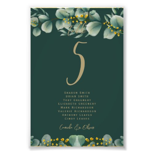 BUDGET Table Number Seating Greenery Eucalyptus Photo Print