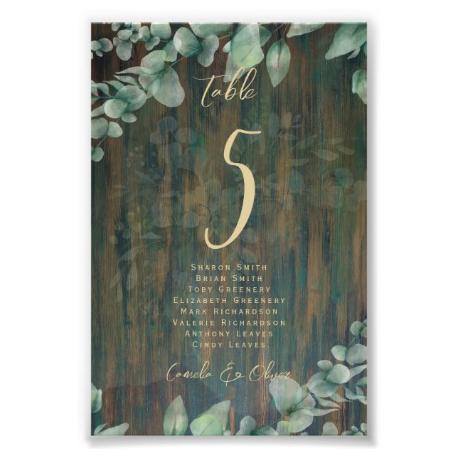 BUDGET Table Number Seating RUSTIC Greenery Photo  (Front)