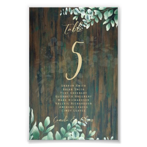 BUDGET Table Number Seating RUSTIC Greenery Photo 