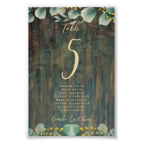 BUDGET Table Number Seating RUSTIC Greenery Photo 