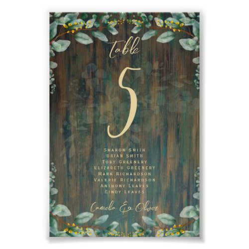 BUDGET Table Number Seating RUSTIC Greenery Photo Print