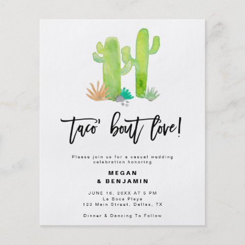 Budget Taco Bout Love Casual Wedding Invitations Flyer
