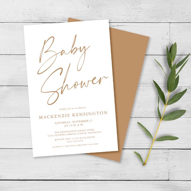 Budget Tan Earth Tones Script Baby Shower FLYER (Creator Uploaded)