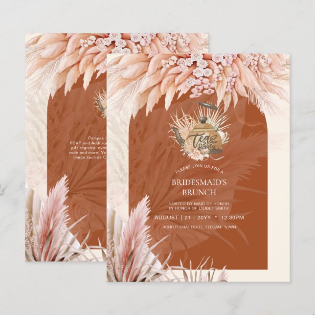 BUDGET Tea Party Bridal Shower Pampas Grass (Front/Back)