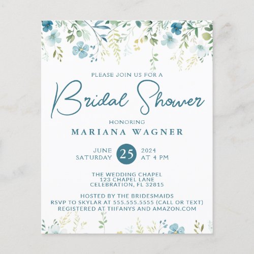 Budget Teal Blue Beige Wildflowers Bridal Shower