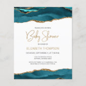 Budget Teal Blue Gold Agate Baby Shower Invitation (Front)