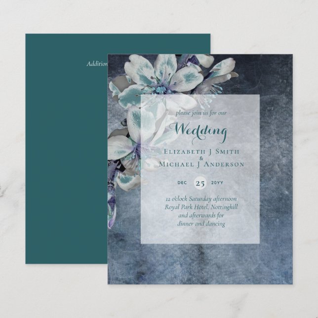 BUDGET Teal Blue Shades Wedding Invite (Front/Back)