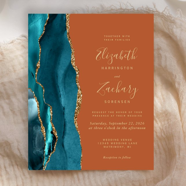 Budget Teal Gold Agate Burnt Orange Rust Wedding (Creator Uploaded)