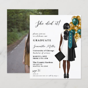 Budget Teal Gold Photo She Did It Graduation