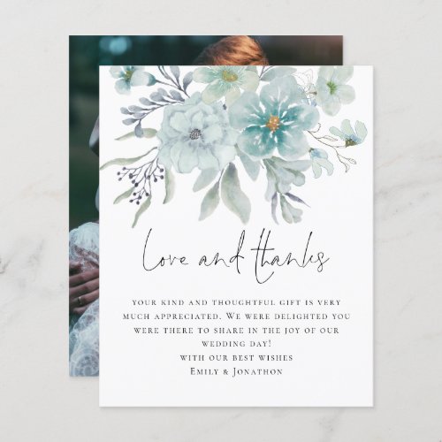 Budget Teal Mist Florals Photo Love Thanks Wedding