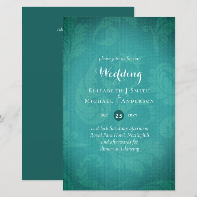 BUDGET Teal Mystique Wedding Invite (Front/Back)
