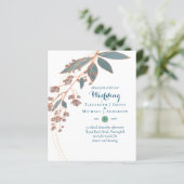 BUDGET Teal Orange Leaves Wedding Invitation (Standing Front)