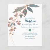 BUDGET Teal Orange Leaves Wedding Invitation (Front)