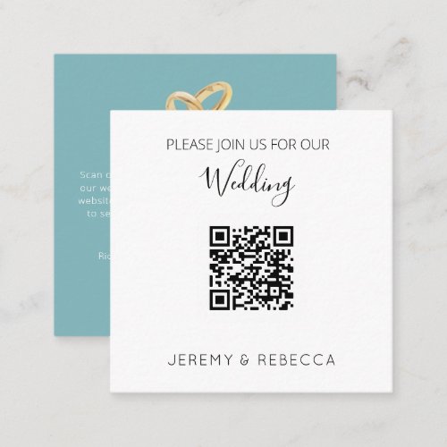 Budget Teal QR Codes Wedding Invitation Card
