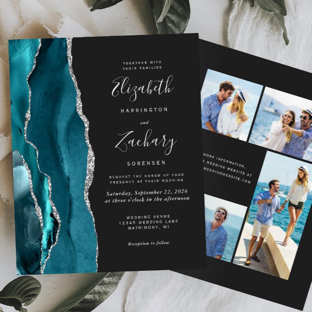 Budget Teal Silver Agate Dark 4-Photo Wedding (Creator Uploaded)