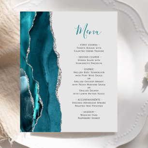 Budget Teal Silver Agate Gray Wedding Menu