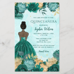 Budget Teal Turquoise Gold Princess Quinceañera