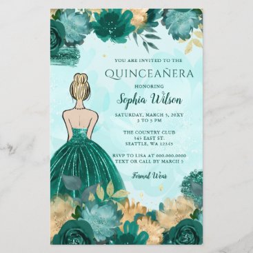 Budget Teal Turquoise Gold Princess Quinceañera