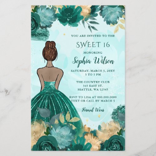 Budget Teal Turquoise Gold Princess Sweet 16 