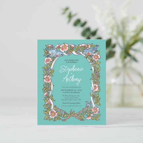 Budget Teal Wildflower Bird Floral Border Wedding