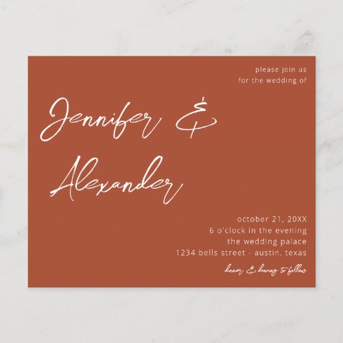 Budget Terra Cotta 2 Calligraphy Photo Wedding V2 Flyer