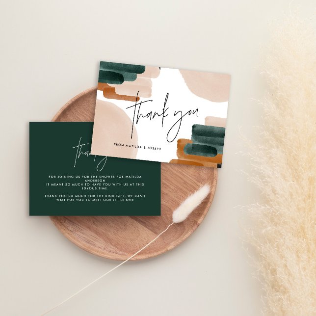 budget terracotta abstract baby shower thank you note card (Creator Uploaded)