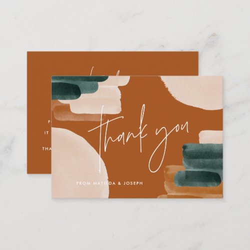 budget terracotta abstract baby shower thank you note card