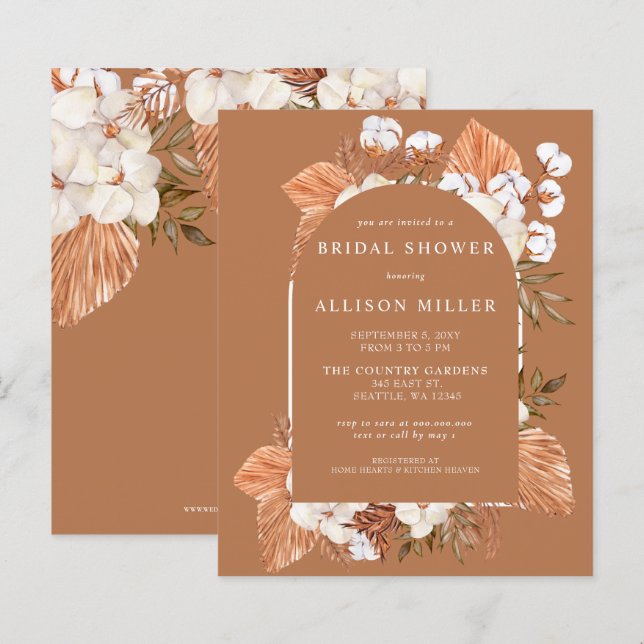 Budget Terracotta Arch Bridal Shower Invitation (Front/Back)