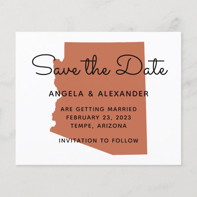 Budget Terracotta Arizona Wedding Save The Date (Front)