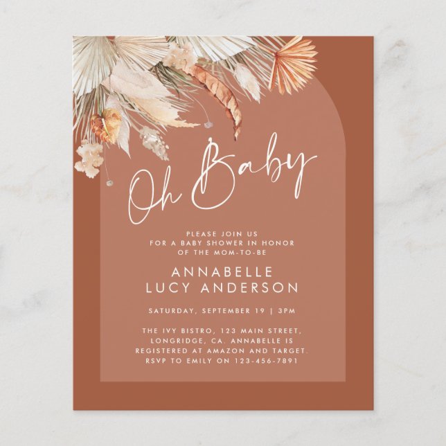 budget Terracotta baby shower invitation (Front)
