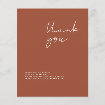 Budget Terracotta Baby Shower Thank You Card
