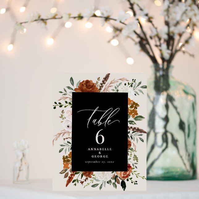 Budget terracotta black botanical elegant modern foam board (In Situ (Wedding))
