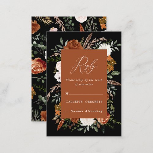 Budget terracotta black floral elegant wedding enclosure card