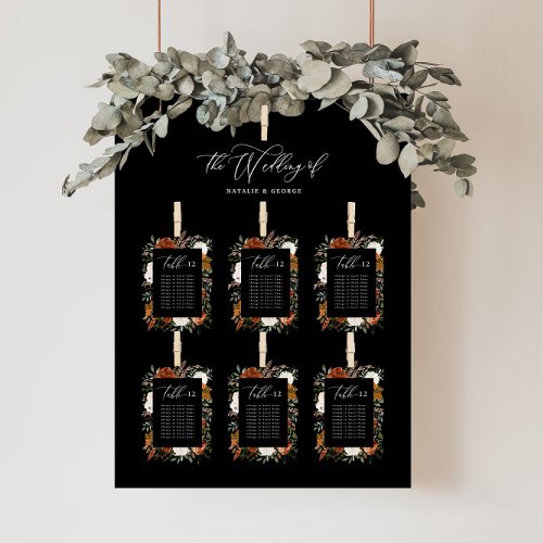 Budget terracotta black floral table seating plan