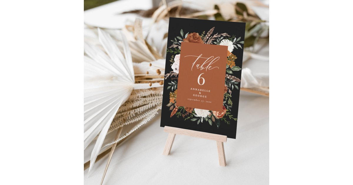 Budget terracotta black table number chic elegant | Zazzle