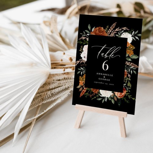 Budget terracotta black table number chic elegant