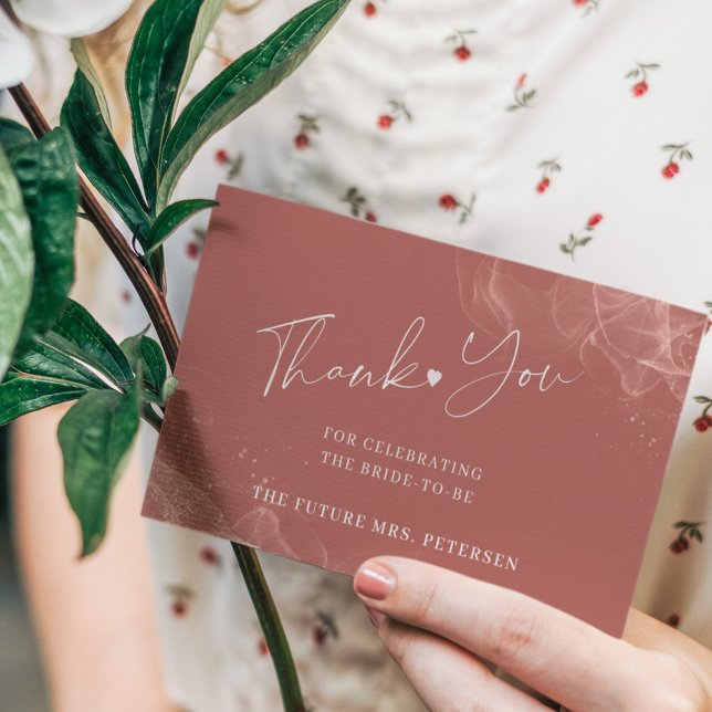 Budget terracotta blush bridal shower thank you note card (Creator Uploaded)