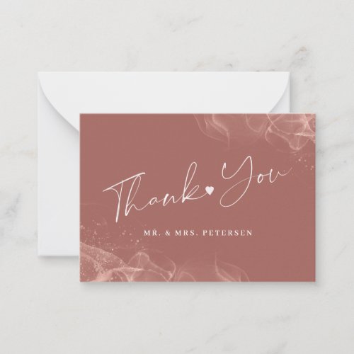 Budget terracotta blush wedding thank you script note card