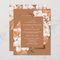 Budget Terracotta Boho Pampas Wedding Invitation