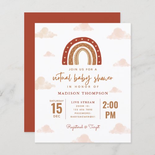 Budget Terracotta Boho Rainbow Virtual Baby Shower