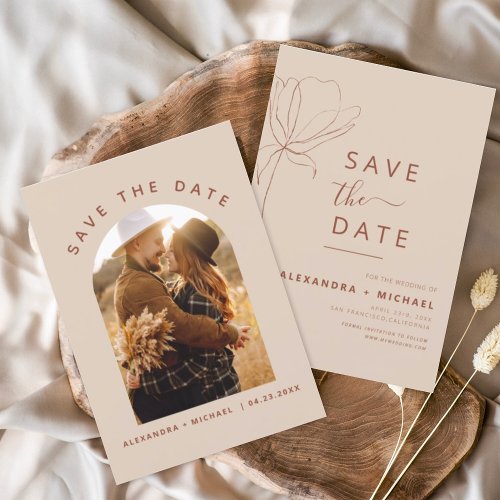 Budget Terracotta Boho Save the Date Photo