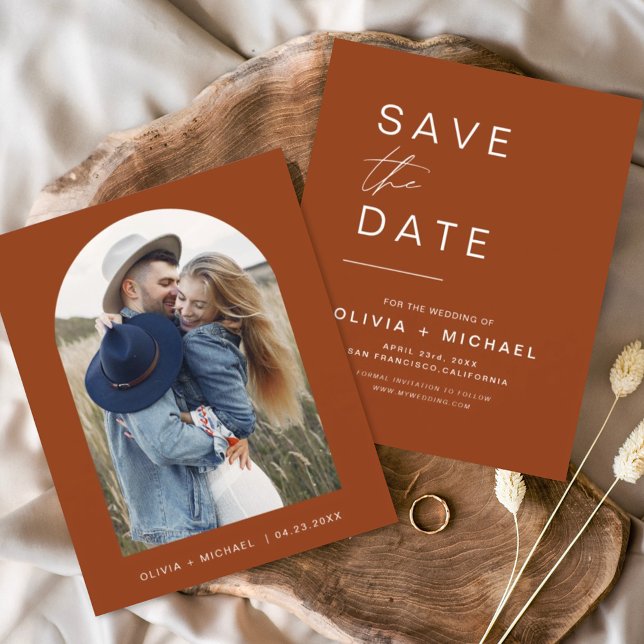 Budget Terracotta Boho Save the Date Photo Flyer (Creator Uploaded)