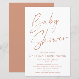 Budget Terracotta Boho Simple Script Baby Shower