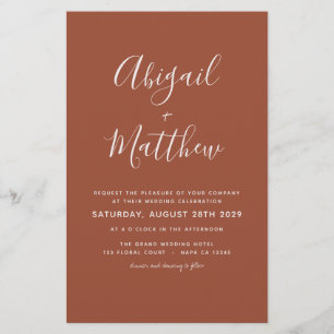 Budget Terracotta Boho Simple Wedding Invitation