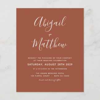 Budget Terracotta Boho Simple Wedding Invitation