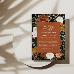 Budget terracotta botanical wedding details invite flyer
