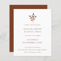 Budget Terracotta Botanical Wedding Invitation