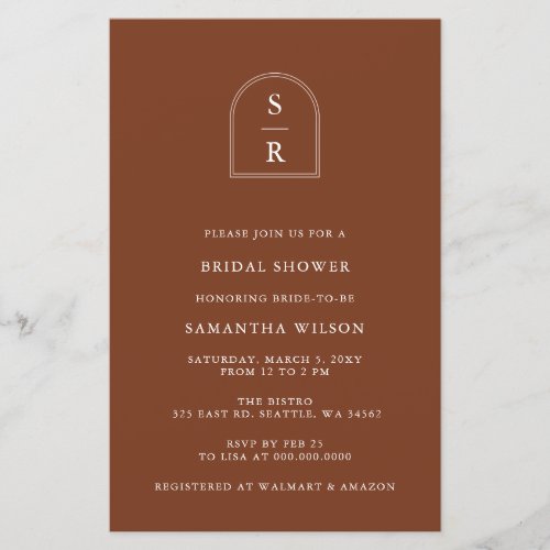 Budget Terracotta Bridal Shower Invitation