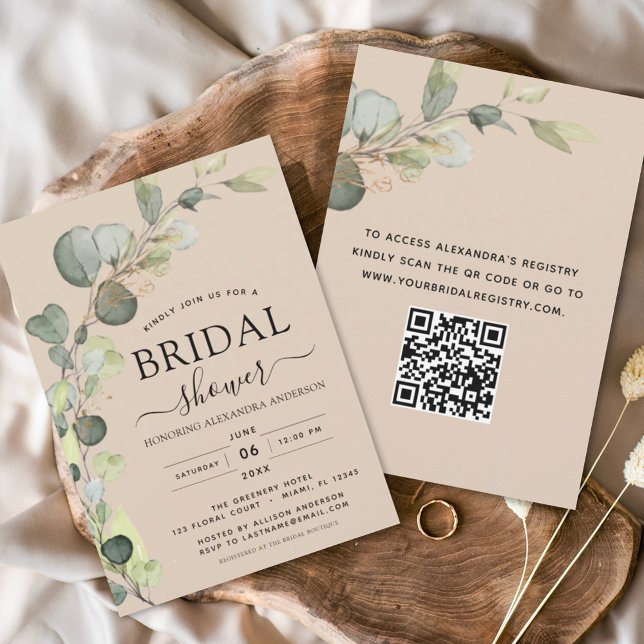 Budget Terracotta Bridal Shower QR Code Eucalyptus (Creator Uploaded)