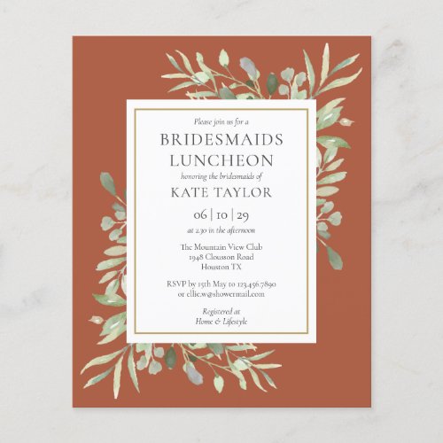 Budget Terracotta Bridesmaids Luncheon Invite